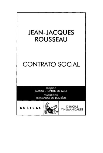 Jean-Jacques Rousseau: Contrato social (Spanish language, 2007, Editorial Espasa Calpe, Austral)