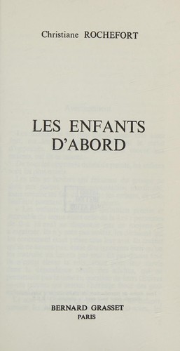 Christiane Rochefort: Les enfants d'abord (French language, 1976, Grasset)