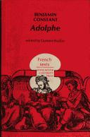 Benjamin Constant: Adolphe (French language, 1941, Manchester University Press)