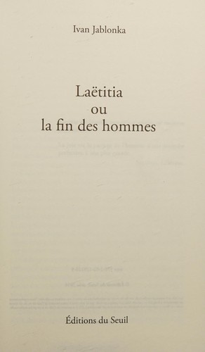 Ivan Jablonka: Laëtitia, ou, La fin des hommes (French language, 2016, Éditions du Seuil)