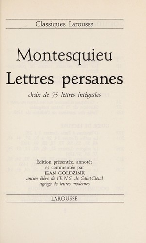 Montesquieu: Lettres persanes (French language, 1990, Larousse)