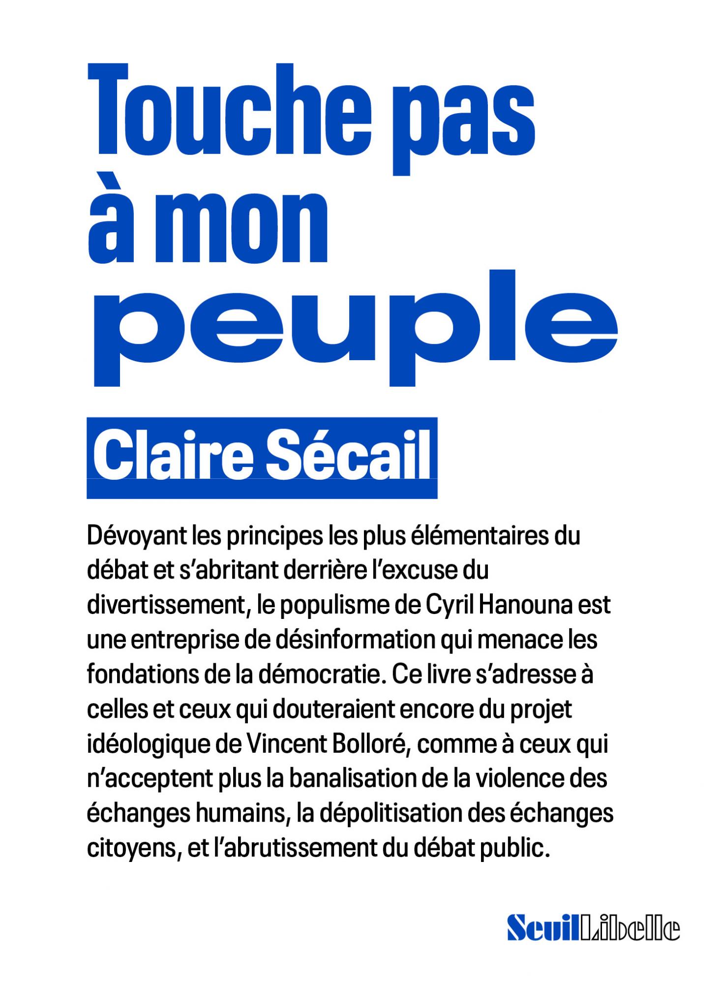 Claire Sécail: Touche pas à mon peuple (Français language, Seuil)